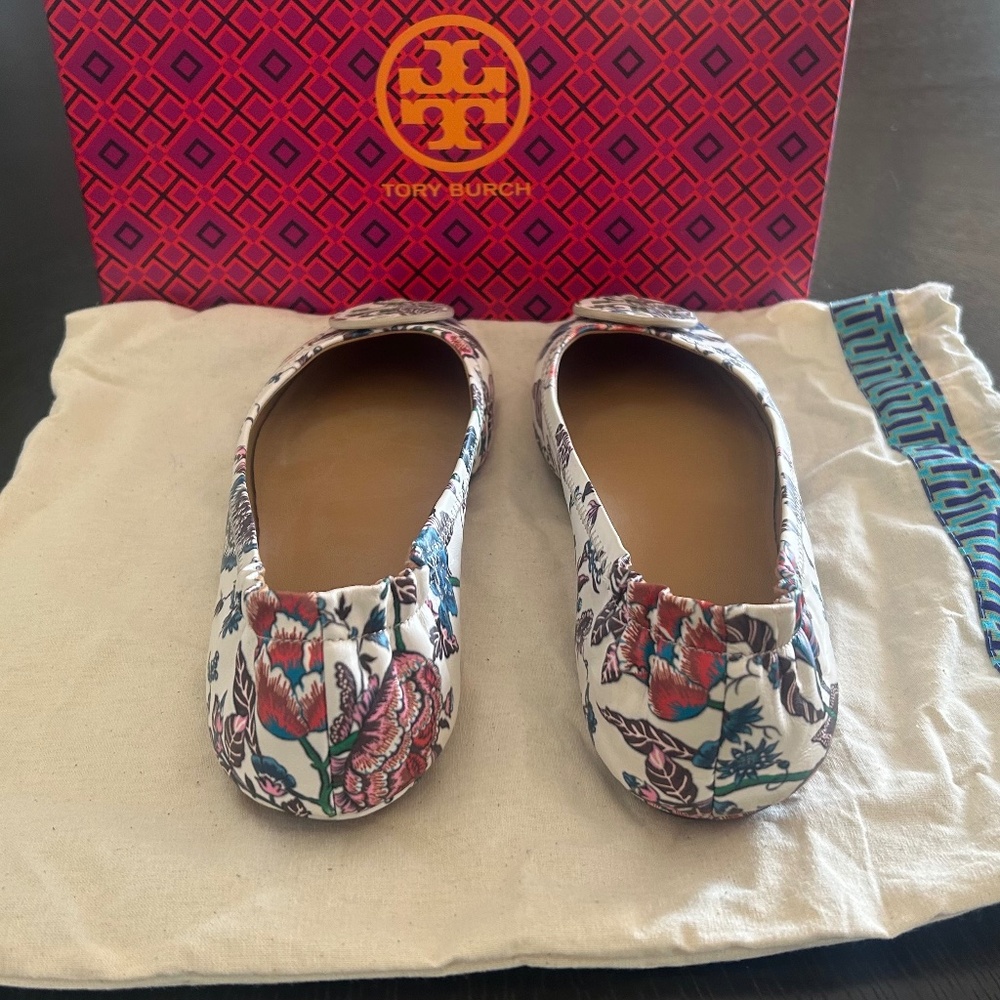 ๐ธ NEW ๐ธ Tory Burch Minnie Ballet Floral Flats 8.5 - Picture 3 of 8